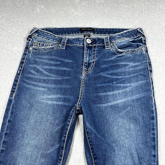 True Religion Rocco Relaxed Skinny Jeans Womens Sz 34 Blue Dark Wash Distressed - Picture 2 of 16